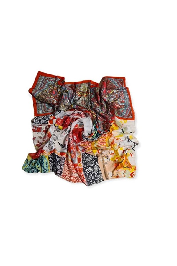 Marco Pascali Foulard dans Une boîte Cadeau Florale Châle Pashmina, Imprimé Multicolore, 140x140 cm Femme