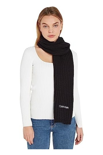 Calvin Klein Oversized Knit Scarf 30X180 ÉCHARPE en Maille Oversize 40X180, CK Black, OS Femme