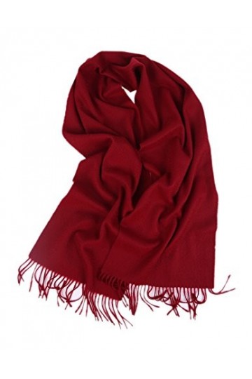 Prettystern 100% Cachemire longue Écharpe unisexe frangé foulard parfait en hiver et a l´automne 8 rouge foncé