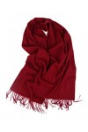 Prettystern 100% Cachemire longue Écharpe unisexe frangé foulard parfait en hiver et a l´automne 8 rouge foncé