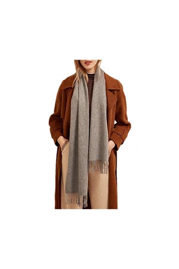 Prettystern 100% Cachemire longue Écharpe unisexe frangé foulard parfait en hiver et a l´automne 8 rouge foncé