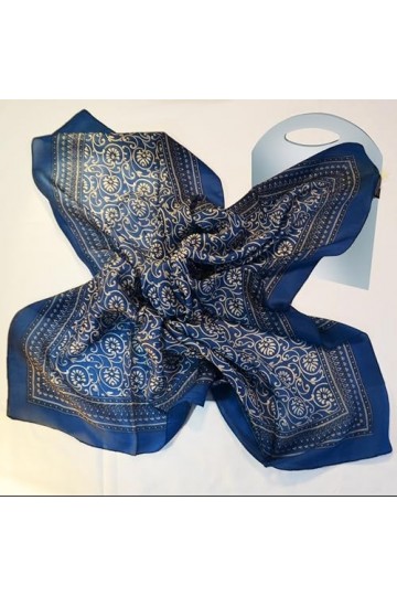 BEAT Foulard Femme 100% Soie Jaipur Design Collection Foulard 100 x 100 cm Bleu vert