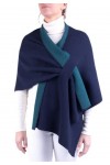 Cape mixte cachemire étole femme fabriquée en Italie laine mérinos cachemire bicolore noir beige bleu gris maille châle taill