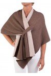 Cape mixte cachemire étole femme fabriquée en Italie laine mérinos cachemire bicolore noir beige bleu gris maille châle taill