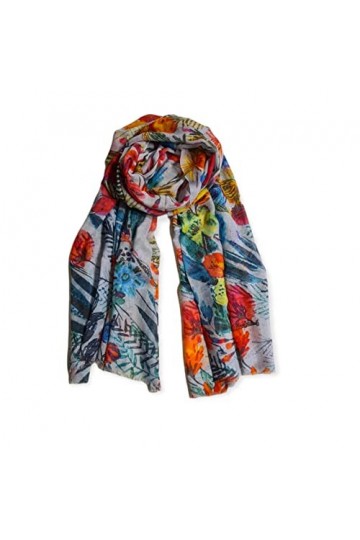 Marco Pascali Foulard dans boîte Cadeau Fleurs Sauvages Châle Pashmina, Imprimé Multicolore, 70x180 cm Femme
