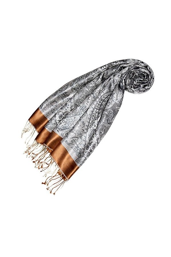 LORENZO CANA Pashmina pour la femme - écharpe de 100% soie avec les mesures de 55 x 180 cm - fait à la main – souple élégant 