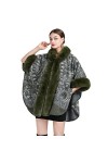 CFS_ALLOY Coat Court Cardigan Casual Motif Mode Manches 3/4 Veste Hoodie, Hiver Capuche Poncho Cape Mélange De Laine Veste Ma