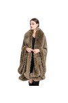 Safastaby Femmes élégant Hiver Faux Renard col de Fourrure Cardigan châle de mariée de Noce châle Manteau,Noir