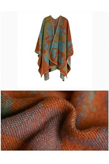 Châle Poncho Cape Cardigan pour Femme, Châle Wraps, Rétro Épais Doux Couverture Chaude Cape Cardigan Foulards Ouvert Avant Po