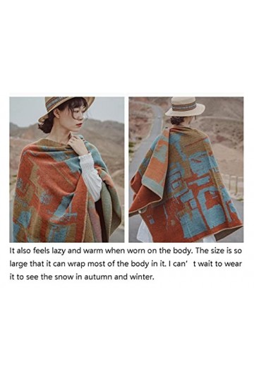 Châle Poncho Cape Cardigan pour Femme, Châle Wraps, Rétro Épais Doux Couverture Chaude Cape Cardigan Foulards Ouvert Avant Po