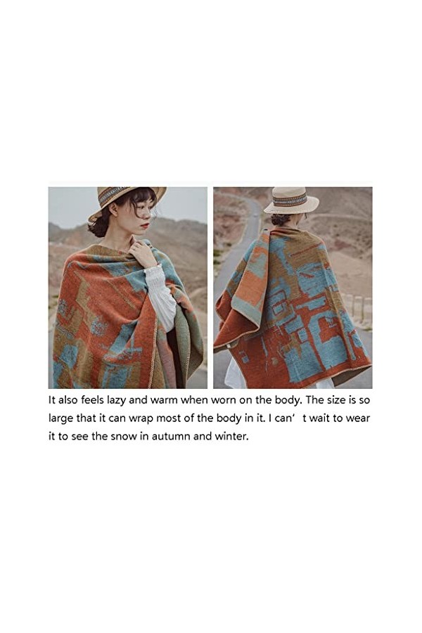 Châle Poncho Cape Cardigan pour Femme, Châle Wraps, Rétro Épais Doux Couverture Chaude Cape Cardigan Foulards Ouvert Avant Po