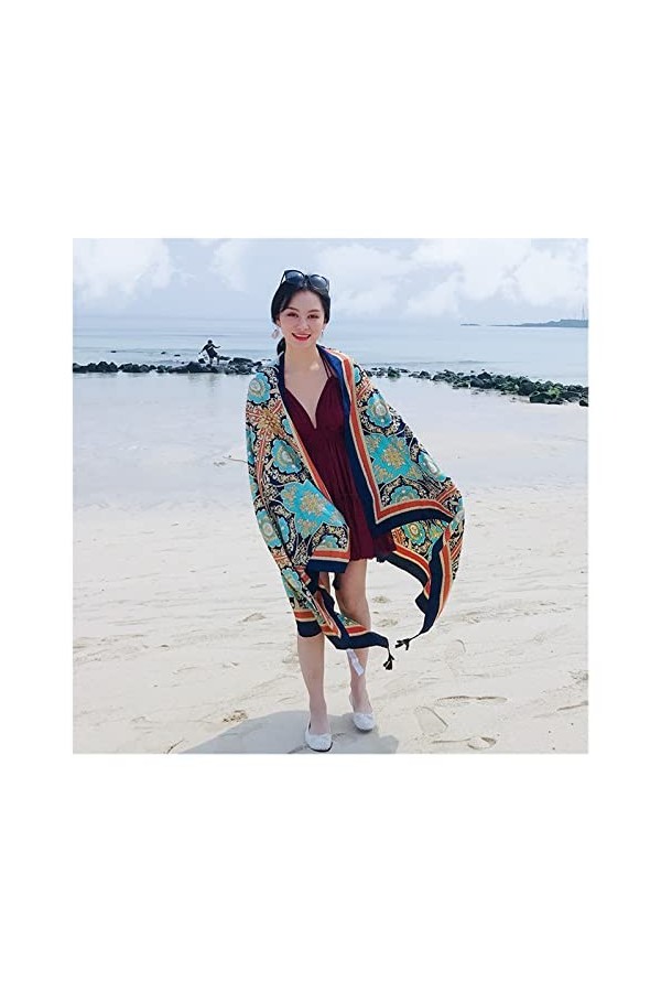 BAtlam Foulard en Soie Mode Femmes châle Confortable Doux imprimé extérieur été Printemps Protection Solaire Impression échar