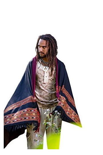 SAMADHI Couverture de prière de méditation confortable en cachemire noir laine de yak tibétain Lahsa Tribal celtique brodé Bo