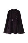 PJRYC Châle cape poncho avec ceinture femme femme mi-longueur sans manches plus grandes dames caches manteaux Color : Black,