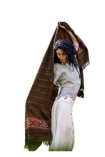 JHANA Couverture de prière de méditation confortable Bronze et noir Cachemire Yak Laine tibétaine Lahsa Hiver Tribal Celtique