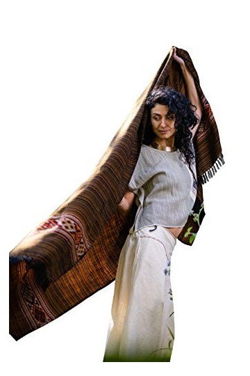 JHANA Couverture de prière de méditation confortable Bronze et noir Cachemire Yak Laine tibétaine Lahsa Hiver Tribal Celtique