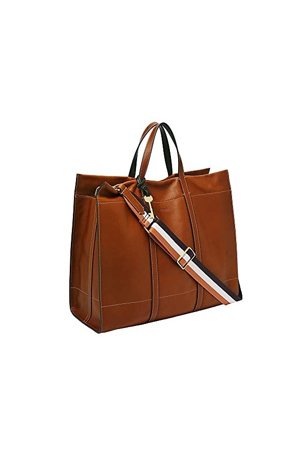 Fossil Sac pour femmes Carmen, Fourretout en cuir/polyester, garniture en polyuréthane Brandy 38,1 cm L x 15,9 cm l x 33 cm H