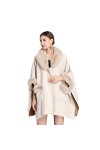 Safastaby Foulard Chaud Cachemire dimitation Douce Châle, Poncho Châle Femme Écharpe Cape Épaissie Elégant Chaud Hiver,Beige