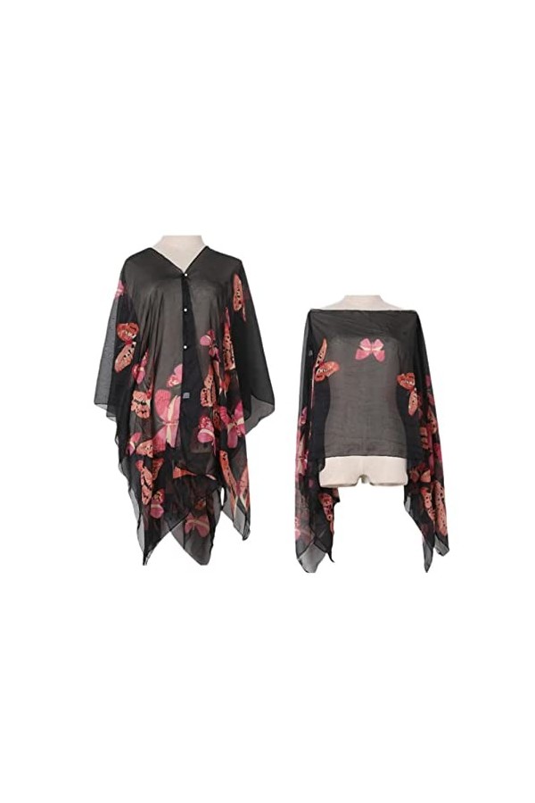 BAtlam Écharpe dété châle dété Poncho écharpe Solaire pour Femmes Fleur Protection Solaire châle Doux Plage châle Couvertur