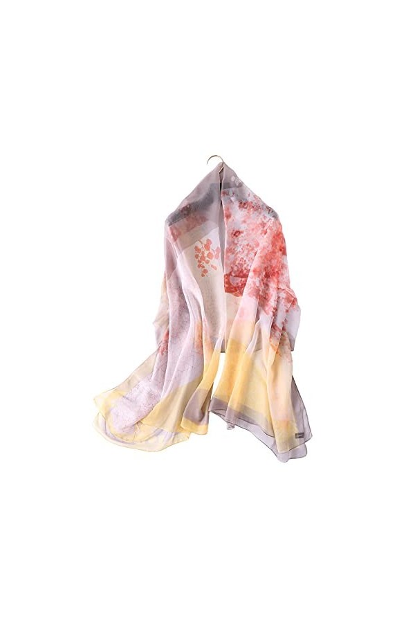 TONZN Écharpes florales châle transparent, fil de châle de protection solaire dété-jaune_180 * 140, packs décharpes en mous