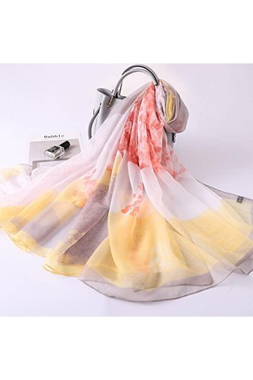 TONZN Écharpes florales châle transparent, fil de châle de protection solaire dété-jaune_180 * 140, packs décharpes en mous