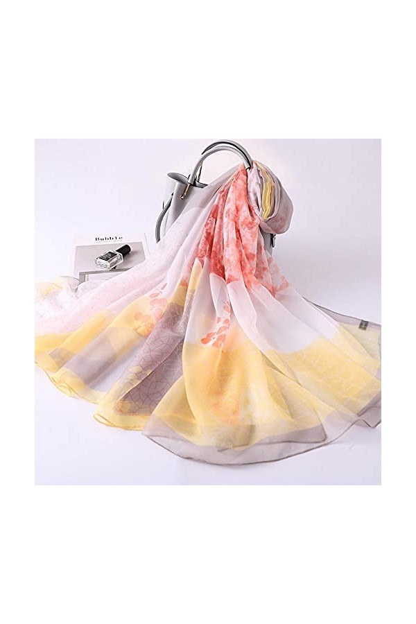 TONZN Écharpes florales châle transparent, fil de châle de protection solaire dété-jaune_180 * 140, packs décharpes en mous