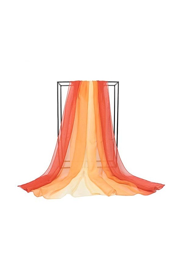 TONZN Écharpe à imprimé floral en mousseline de soie. Écharpe dégradée pour femme - 180 cm * 70 cm. Châle à motif imprimé Or