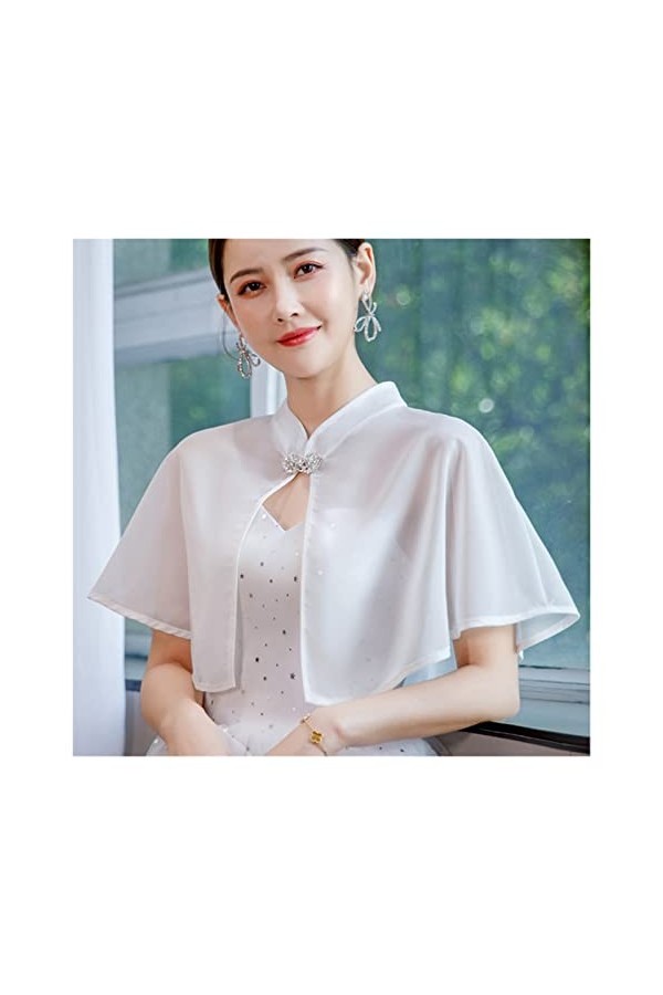 Châle Solide Crème Solaire Châle Été Protection Solaire Vêtements Robe de Mariée Strass Boucle Femme Cape Blouse Cape Couleu