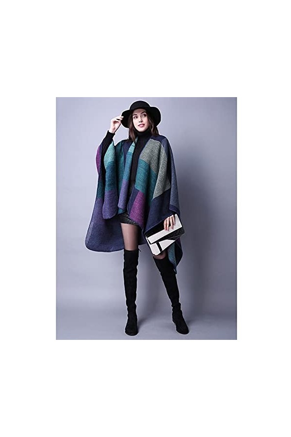Écharpe Couverture Écharpe Automne Hiver Plus Épais Manteau Épais Wrap Poncho Femmes Plaid Voyage Châle Capes Imitation Cache
