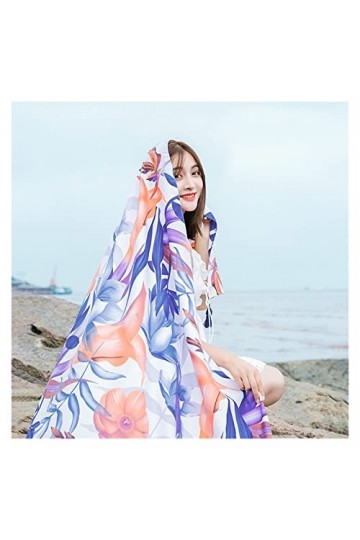 Foulard en Soie Mode Femmes Imprimer Vacances Plage châle Doux en Plein air en Soie Naturelle Protection Solaire Plage écharp