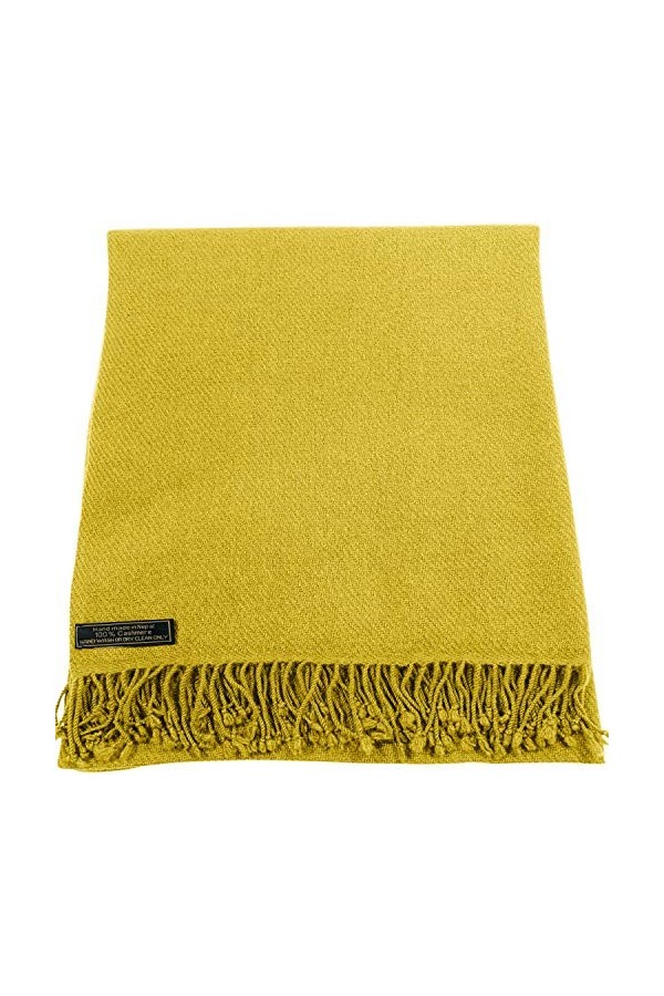 CJ Apparel Jaune Or Couleur Unique Style Tissé en Sergé 100% Cachemire Châle Echarpe Manteau Etole Plaid Pashmina Nouvelle