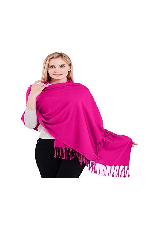 CJ Apparel Châle 100% Cachemire – Fabriqué à la Main au Népal Pashmina, Rose, Taille Unique Femme