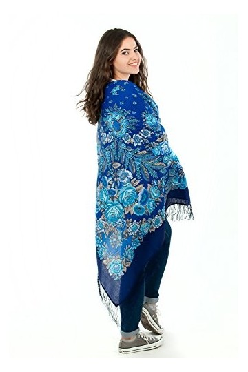 Russe Floral folklorique Pavlovo Posad châle écharpe etole foulard de laine Femme-Grande