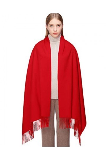 RIIQIICHY 100% Cachemire Écharpe Pashmina Châle Etole Pour Femme Hiver Chaud Longues Grandes Écharpes Rouge