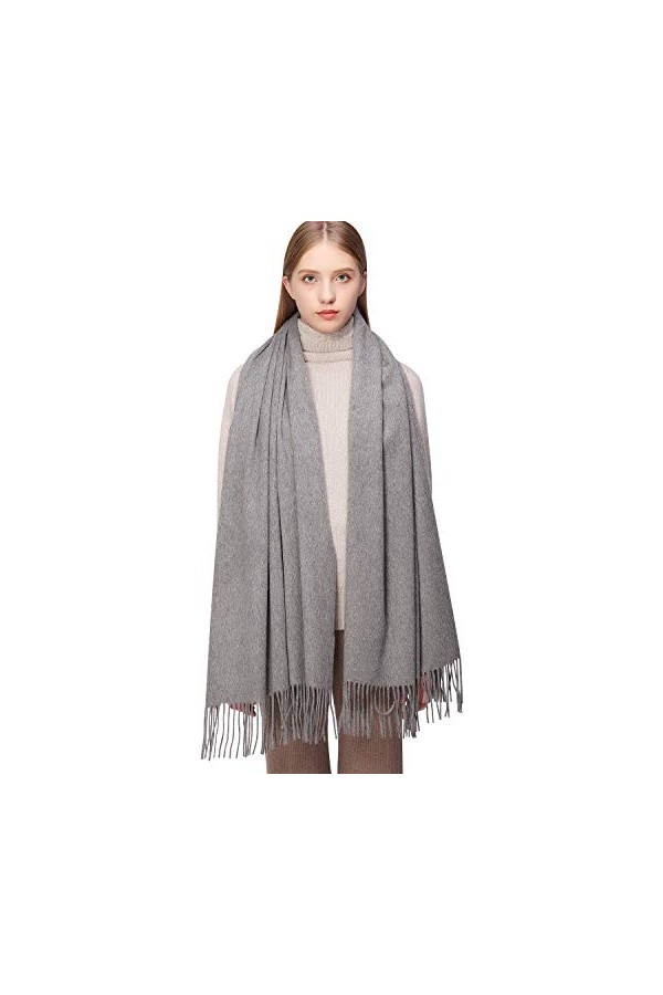 RIIQIICHY 100% Cachemire Écharpe Pashmina Châle Etole Pour Femme Hiver Chaud Longues Grandes Écharpes Rouge