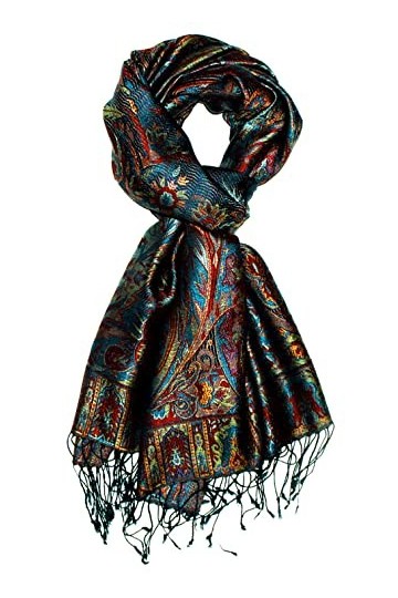 LORENZO CANA Pashmina pour la femme - écharpe de 100% soie avec les mesures de 70 x 190 cm - fait à la main – souple élégant 