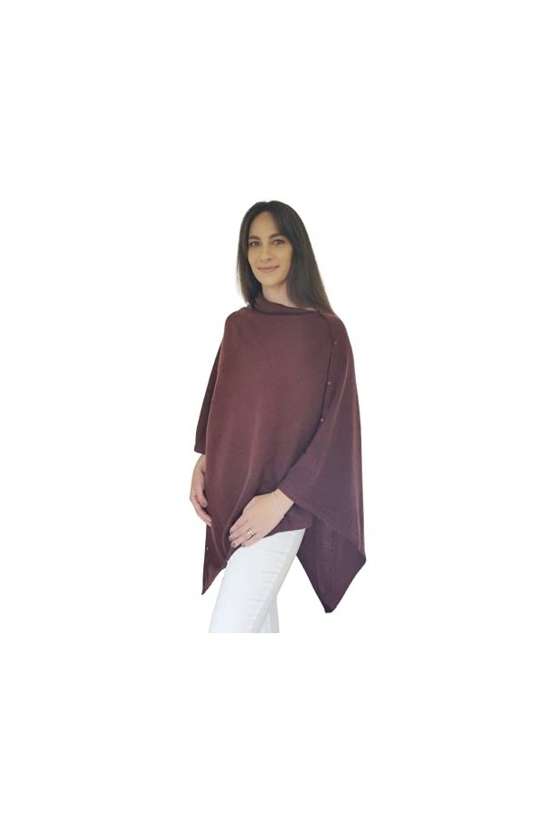 Mimi & Thomas Poncho à boutons en cachemire pur britannique, emballage multiple dans une boîte cadeau, Noir , taille unique