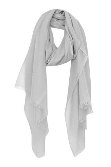 Bovari Echarpe en cachemire - femme - 100% cachemire – Modèle Extra Léger ultra-fine très mince - 200 x 70 cm gris clair 