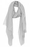 Bovari Echarpe en cachemire - femme - 100% cachemire – Modèle Extra Léger ultra-fine très mince - 200 x 70 cm gris clair 