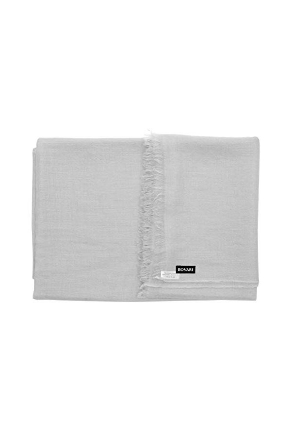 Bovari Echarpe en cachemire - femme - 100% cachemire – Modèle Extra Léger ultra-fine très mince - 200 x 70 cm gris clair 