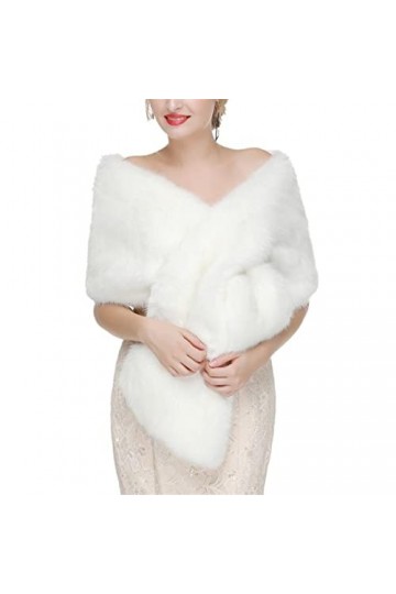 CELECH Châle en fausse fourrure, manteau dhiver en fausse fourrure pour femme, veste châle, étole de mariage, demoiselle dh