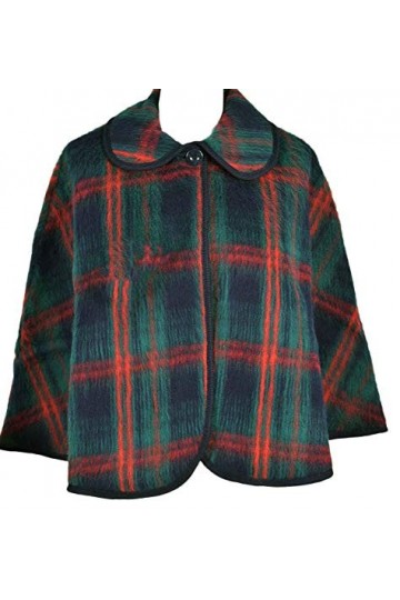 Val dArizes Laine des Pyrénées - Pelerine laine des Pyrénées écossais marine