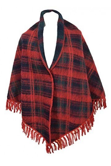 Val dArizes Laine des Pyrénées - Grand châle laine des Pyrénées écossais rouge