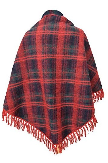 Val dArizes Laine des Pyrénées - Grand châle laine des Pyrénées écossais rouge