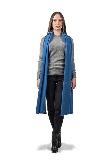 DALLE PIANE CASHMERE - Étole 100% cachemire régénéré - Femme, Couleur: Bleu Clair, Taille unique