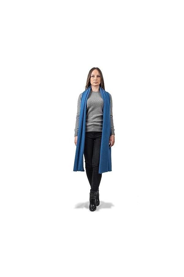 DALLE PIANE CASHMERE - Étole 100% cachemire régénéré - Femme, Couleur: Bleu Clair, Taille unique