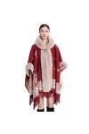 Cape tricotée pour femme, châle, pull, poncho, fausse fourrure, châle, pull décontracté, tricot, vêtements dextérieur pour l