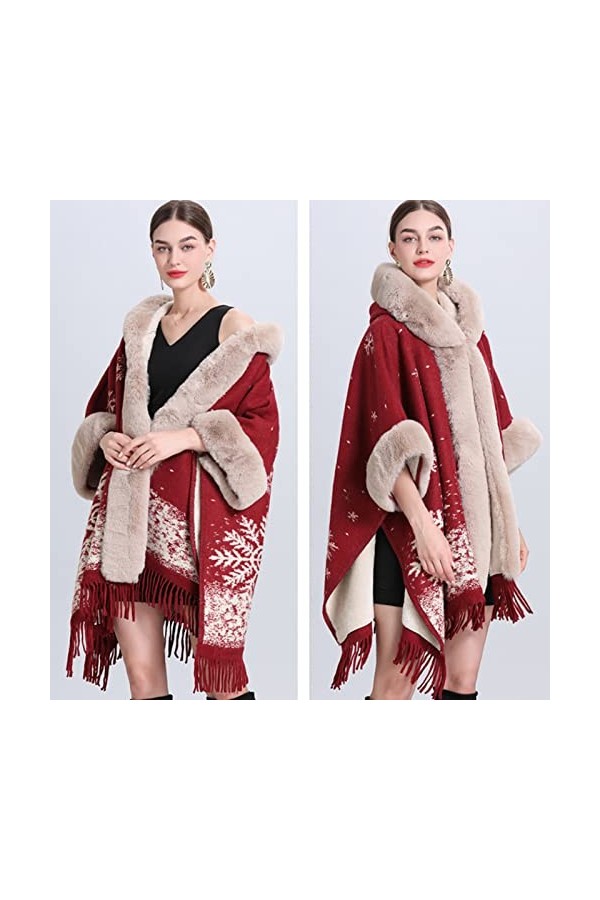 Cape tricotée pour femme, châle, pull, poncho, fausse fourrure, châle, pull décontracté, tricot, vêtements dextérieur pour l