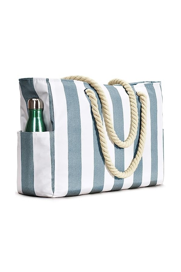 oscaurt Sac de plage pour femme, sac de piscine, sac de plage imperméable et résistant au sable, sac de plage avec fermeture 