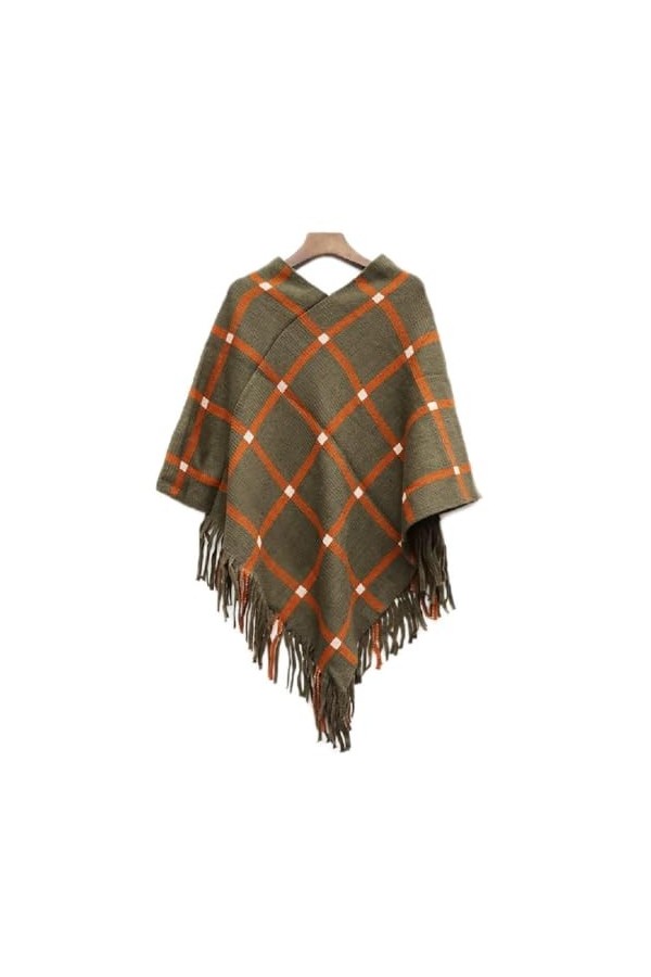 XENITE Hiver Femmes Tricoté Plaid Capes Châle Gland Manteau Ponchos Cape Poncho Femmes Châle Couleur: Rouge, Taille: Taille 